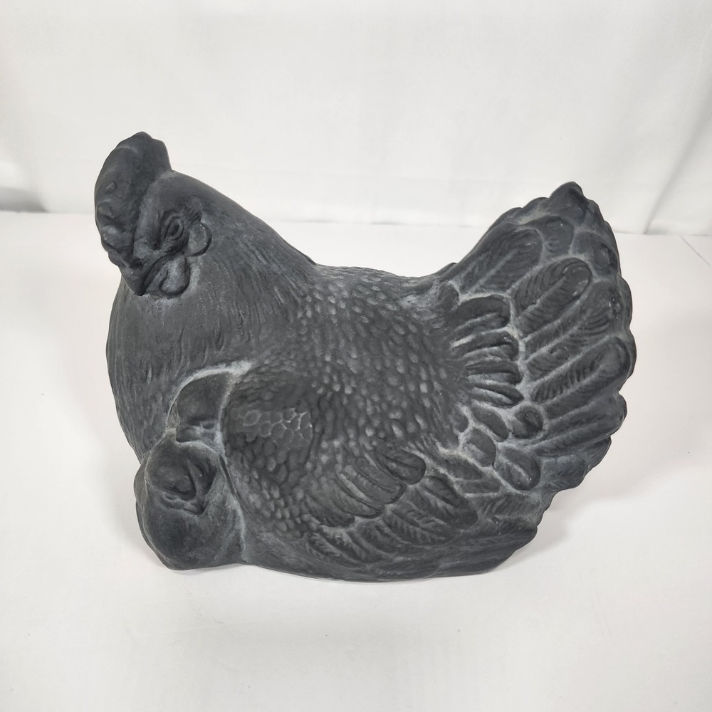 HenFeathers Black Hen Chicken Cast Resin Farmhouse Country Decor Figurine